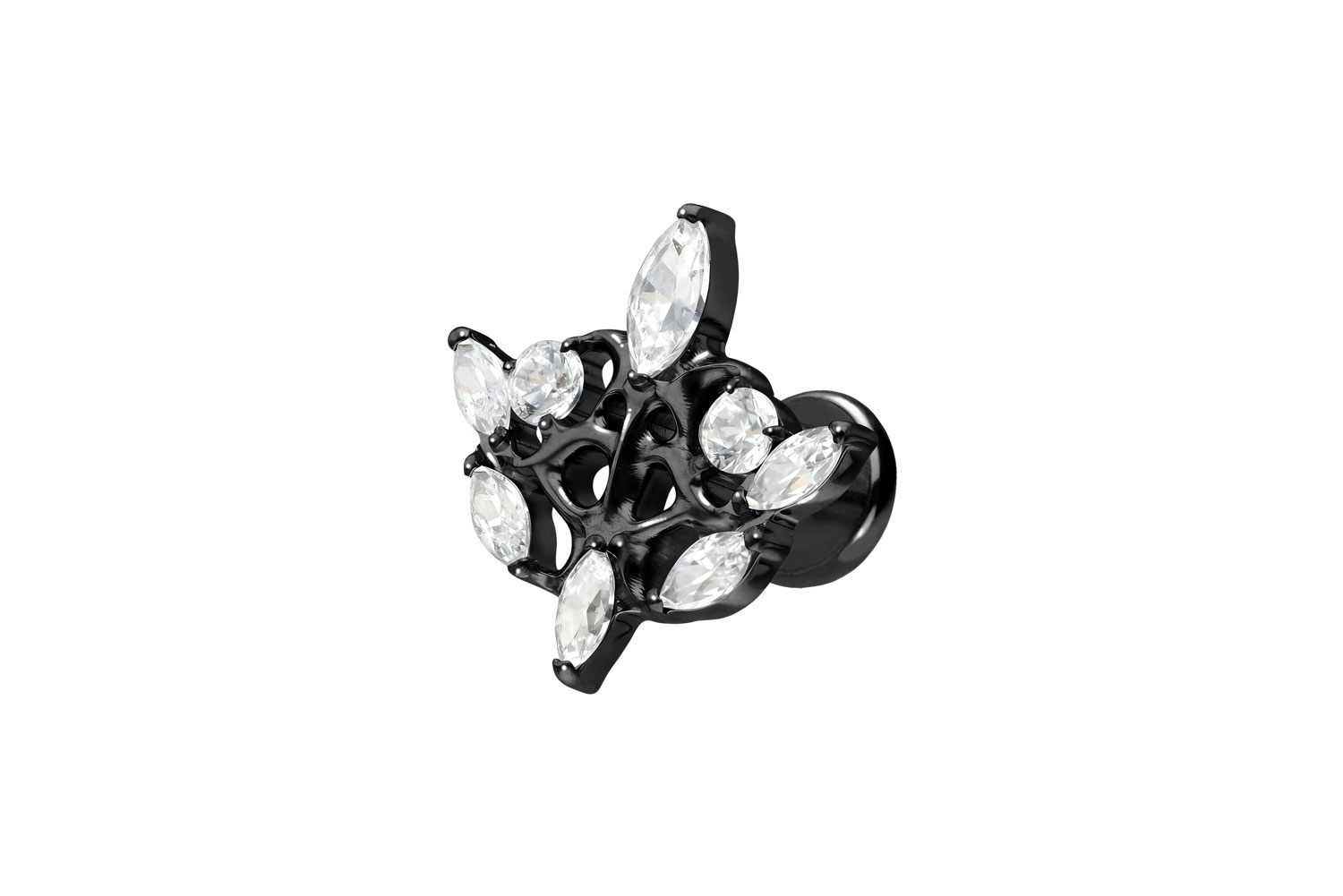 Titan Labret Piercing mit Push Fit GOTISCHES DESIGN